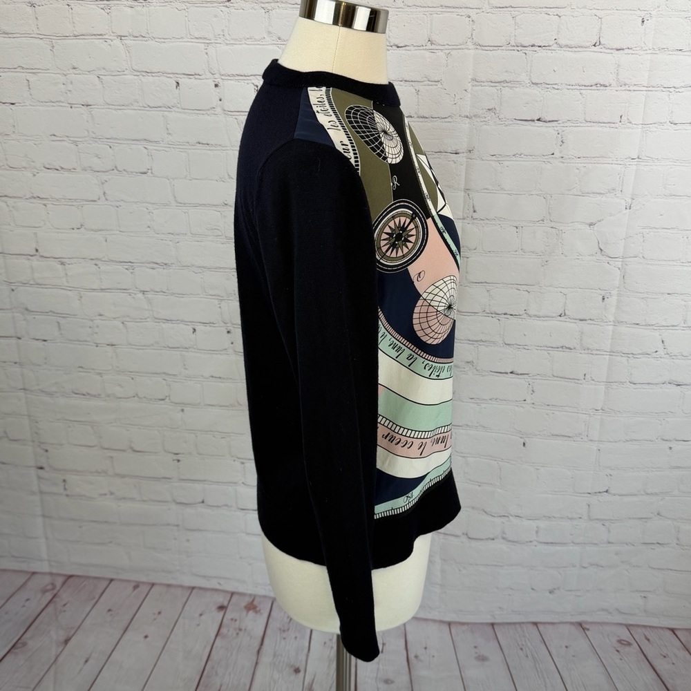 Tory Burch Blue Silk & Merino Wool Lightweight Sweater Quiet Luxury Medium - Picture 4 of 7